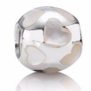 Pandora 925 Sterling Silver Retired Love Me Mother Of Pearl Bead Charm